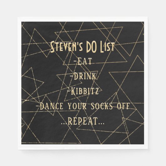 Serviette En Papier BM Bat Bar Mitzvah Gold Stars (Devant)