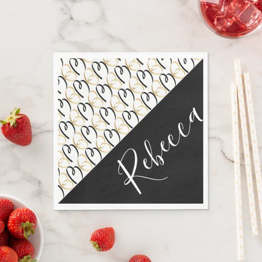 Serviette En Papier BM Bat mitzvah ou Bar Mitzvah Gold et Black (En situation)