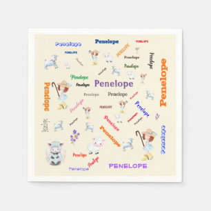 Serviette En Papier BO PEEP NURSERY RHYME Mot Cloud Nom Collage