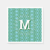 Serviette En Papier Boa Ripple in Green + Aqua Personalized (Devant)