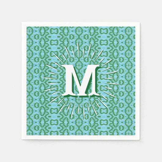 Serviette En Papier Boa Ripple in Green + Aqua Personalized (Devant)