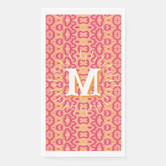 Serviette En Papier Boa Ripple in Pink + Orange Personalized (Devant)