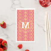 Serviette En Papier Boa Ripple in Pink + Orange Personalized (En situation)