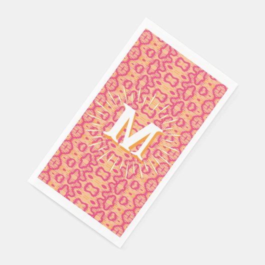 Serviette En Papier Boa Ripple in Pink + Orange Personalized (Coin)