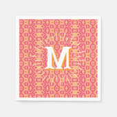 Serviette En Papier Boa Ripple in Pink + Orange Personalized (Devant)