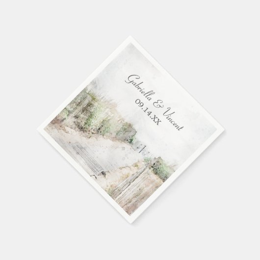 Serviette En Papier Boardwalk en bois à la plage Mariage (Coin)