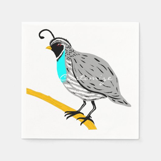 Serviette En Papier Bobwhite Quail à gorge bleue Thunder_Cove (Devant)