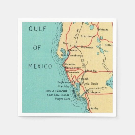 Serviette En Papier Boca Grande Useppa Floride Napkins (Devant)