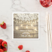 Serviette En Papier bocal de mason rustique lumières mariage serviette (En situation)