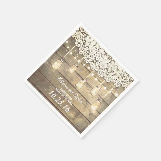 Serviette En Papier bocal de mason rustique lumières mariage serviette (Coin)