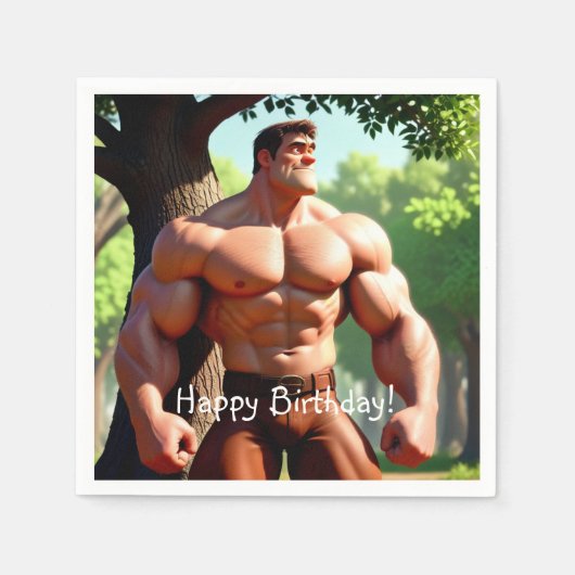 Serviette En Papier Bodybuilder Anniversaire (Devant)