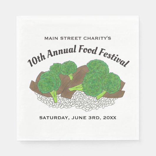 Serviette En Papier Boeuf et Broccoli chinois Restaurant Festival alim (Devant)