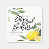 Serviette En Papier Bohème Aquarelle Citron Mariage Napkin (Devant)
