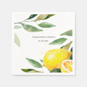 Serviette En Papier Bohème Aquarelle Citron Mariage Napkin (Devant)