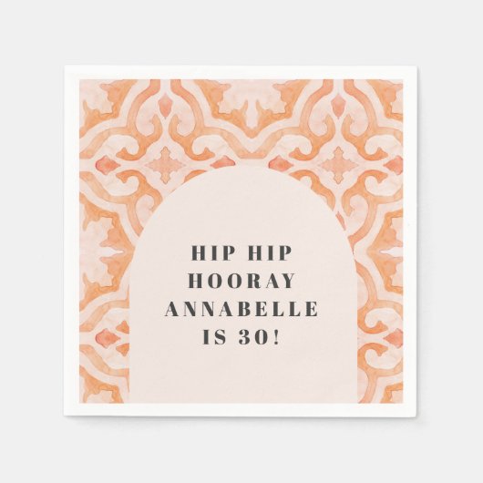 Serviette En Papier Bohème aquarelle pascal marocain pêche anniversair (Devant)