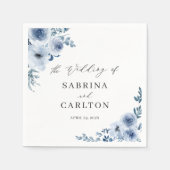 Serviette En Papier Bohème Dusty Blue Floral Mariage (Devant)
