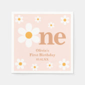 Serviette En Papier Bohème Dusty rose un jour 1er anniversaire (Devant)