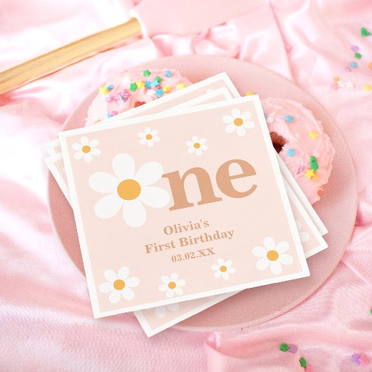 Serviette En Papier Bohème Dusty rose un jour 1er anniversaire