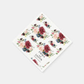 Serviette En Papier Bohème Floral Bourgogne Blush Mariage serviettes (Coin)