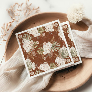 Serviette En Papier Bohème Floral & Plumes