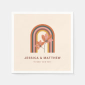 Serviette En Papier Bohème Personnalisé Automne Terracotta Mariage Flo (Devant)