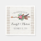 Serviette En Papier Bohème Rustique Plumes Arrow Mariage Réception (Devant)