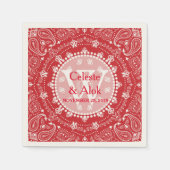 Serviette En Papier Bohème Style Rouge Mariage personnalisé (Devant)