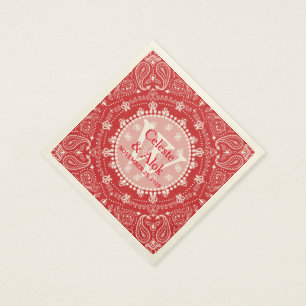 Serviette En Papier Bohème Style Rouge Mariage personnalisé