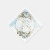 Serviette En Papier Bohemian Dusty Blue Greenery Gold Glitter Quince  (Coin)