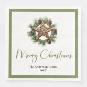 Serviette En Papier Bohemian Rustic Pine Wreath Holiday Napkins (Devant)
