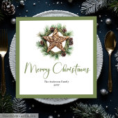 Serviette En Papier Bohemian Rustic Pine Wreath Holiday Napkins