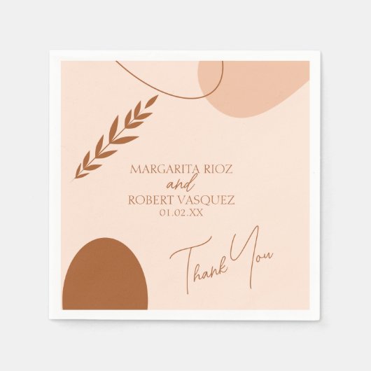 Serviette En Papier Bohemian Tan Brown Mariage Couples Merci (Devant)