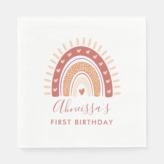 Serviette En Papier Bohemian Terracotta Rainbow Anniversaire (Devant)