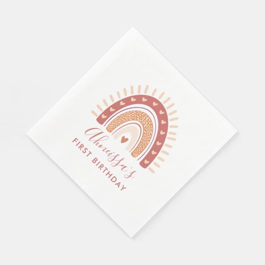 Serviette En Papier Bohemian Terracotta Rainbow Anniversaire (Coin)