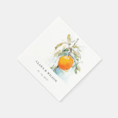 Serviette En Papier Boho Abstrait Sketchy Orange Garden Mariage (Coin)