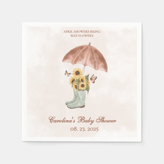 Serviette En Papier Boho April Showwers Apporte May Baby shower Fleur (Devant)