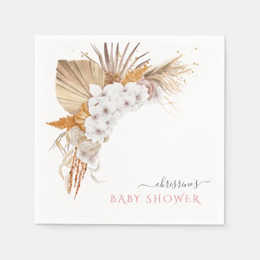 Serviette En Papier Boho Aquarelle Baby shower floral élégant serviett (Devant)