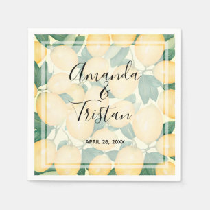 Serviette En Papier Boho Aquarelle Citrons Vert