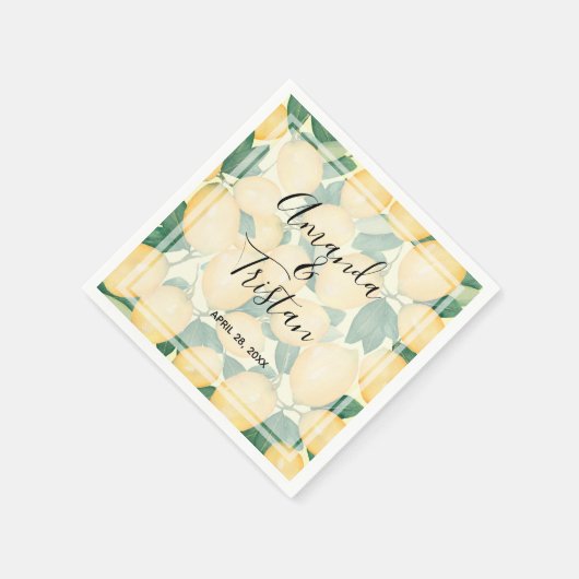 Serviette En Papier Boho Aquarelle Citrons Vert (Coin)
