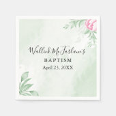 Serviette En Papier Boho Aquarelle Eucalyptus Feuille Verdure Baptême (Devant)