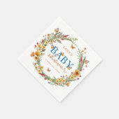 Serviette En Papier Boho Aquarelle Fleur sauvage Baby shower rustique (Coin)