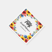 Serviette En Papier Boho Aquarelle Jardin Floral Été 50e anniversaire (Coin)