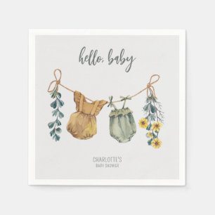 Serviette En Papier Boho Aquarelle Vêtements de bébé Baby shower rusti