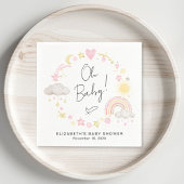Serviette En Papier Boho Arc-en-ciel Aquarelle bébé fille douche
