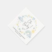 Serviette En Papier Boho Arc-en-ciel Aquarelle bébé garçon douche (Coin)