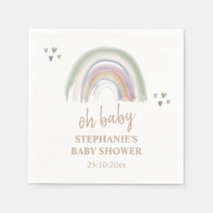 Serviette En Papier Boho Arc-en-ciel Sourd Baby Shower Vert Sauge