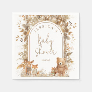 Serviette En Papier Boho Arch Automne Bois Baby shower Animaux