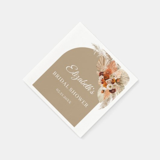 Serviette En Papier Boho arch pampas herbe terre cuite orange brûlé (Coin)