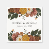 Serviette En Papier Boho Automne Floral Mariage personnalisé (Devant)