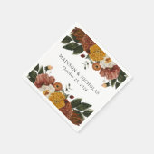 Serviette En Papier Boho Automne Floral Mariage personnalisé (Coin)